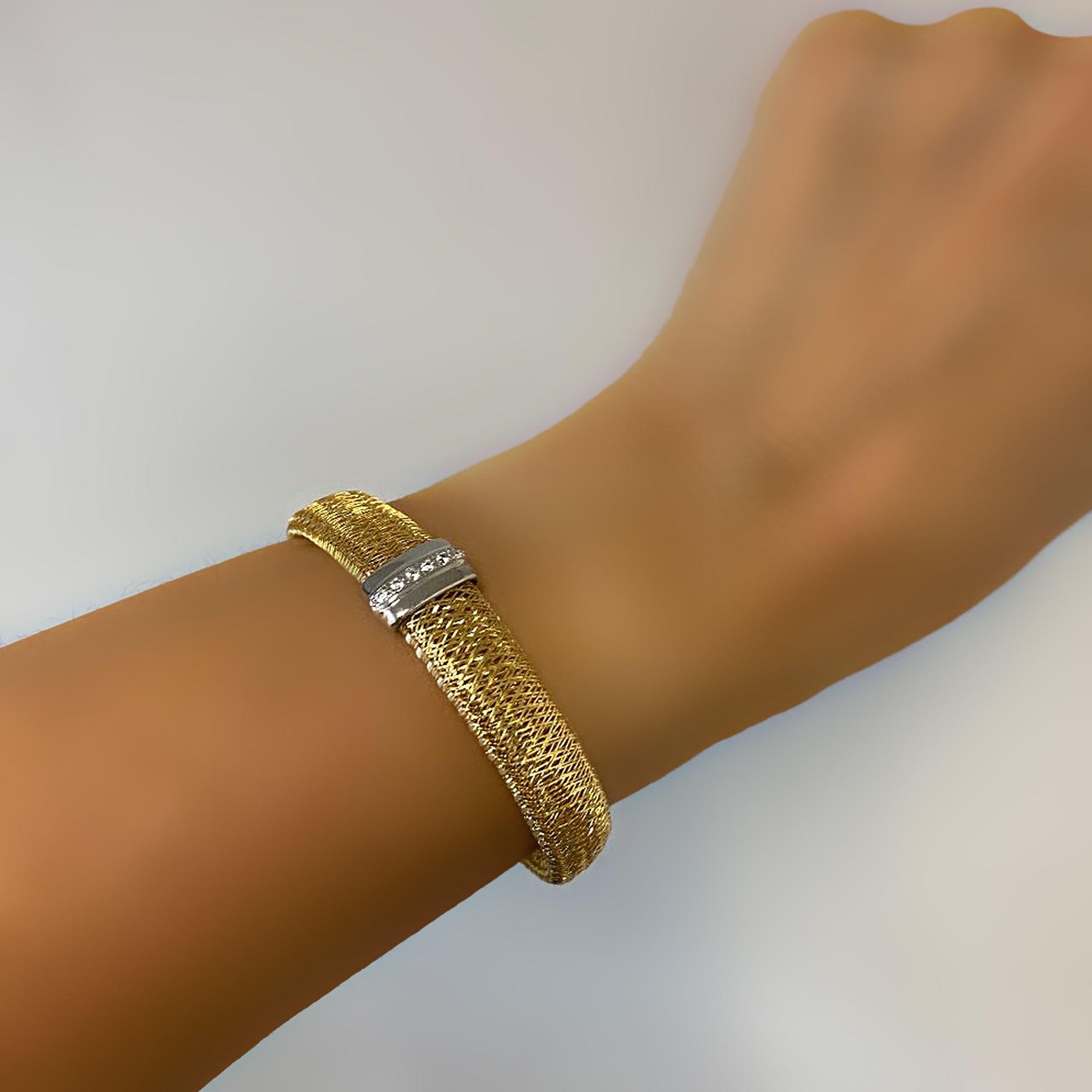 Italian Two-Color Mesh Stretch Bracelet - Thenetjeweler