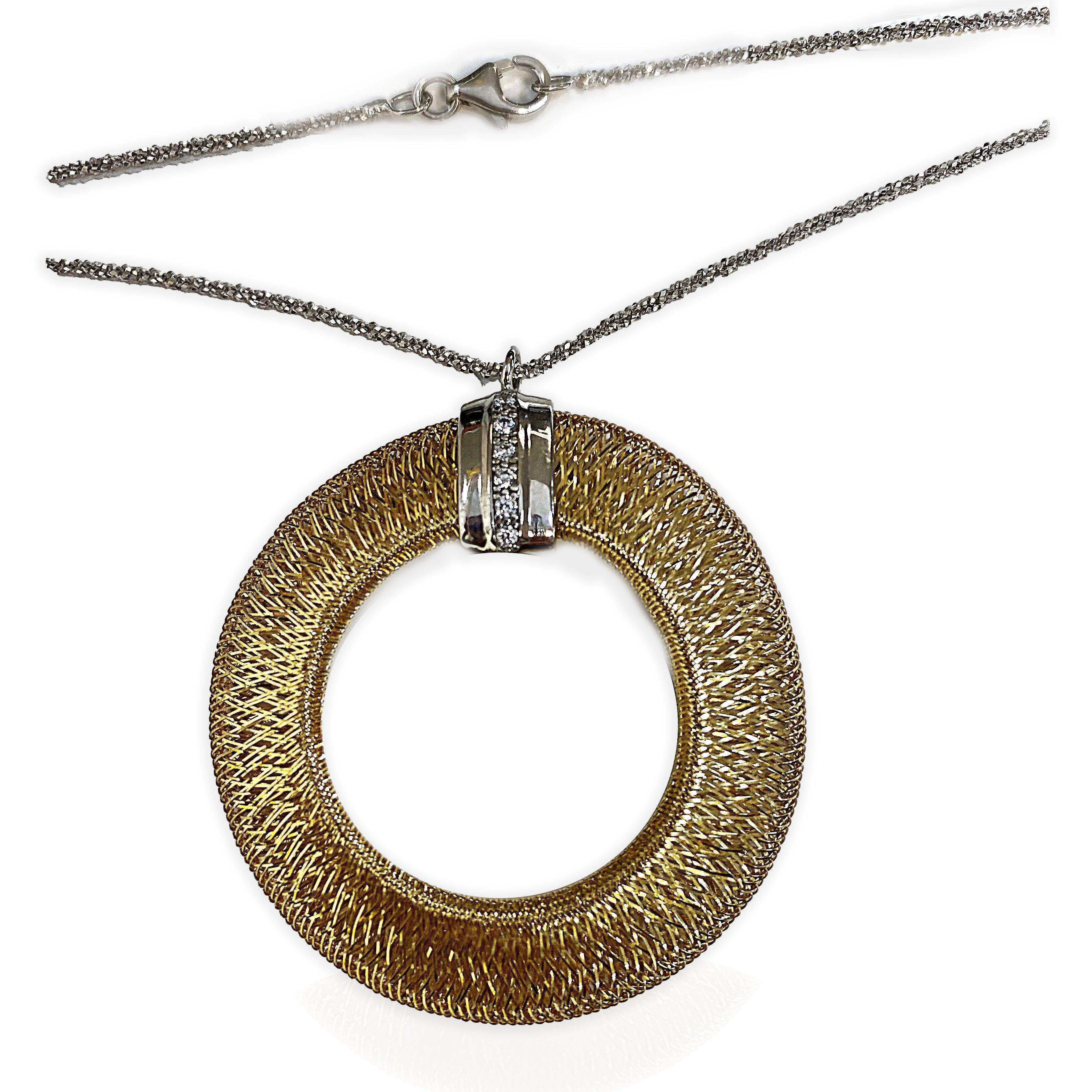 Mesh Open Circle Drop Necklace - Thenetjeweler