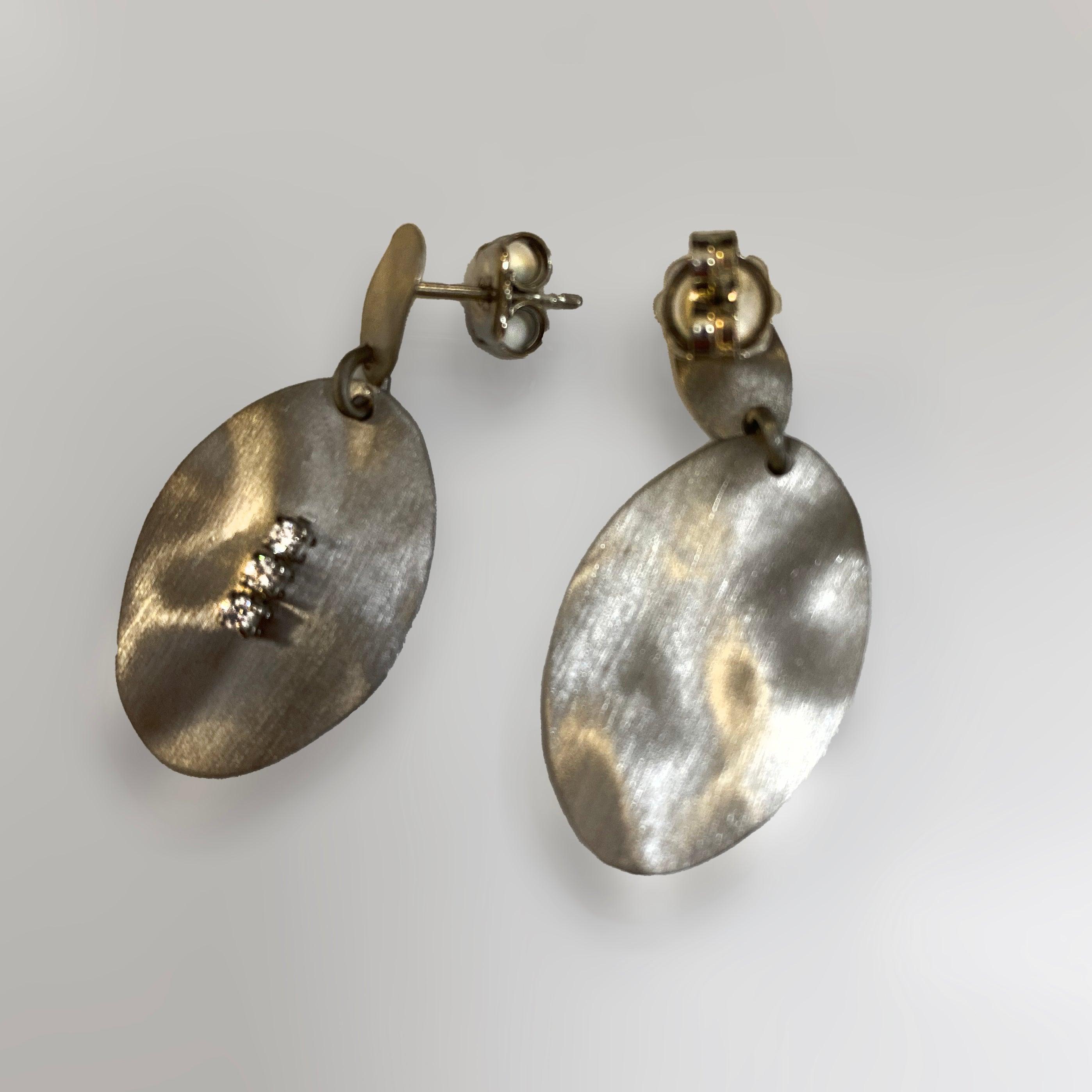 Italian Sterling Silver Hammered Drop Earrings - Thenetjeweler