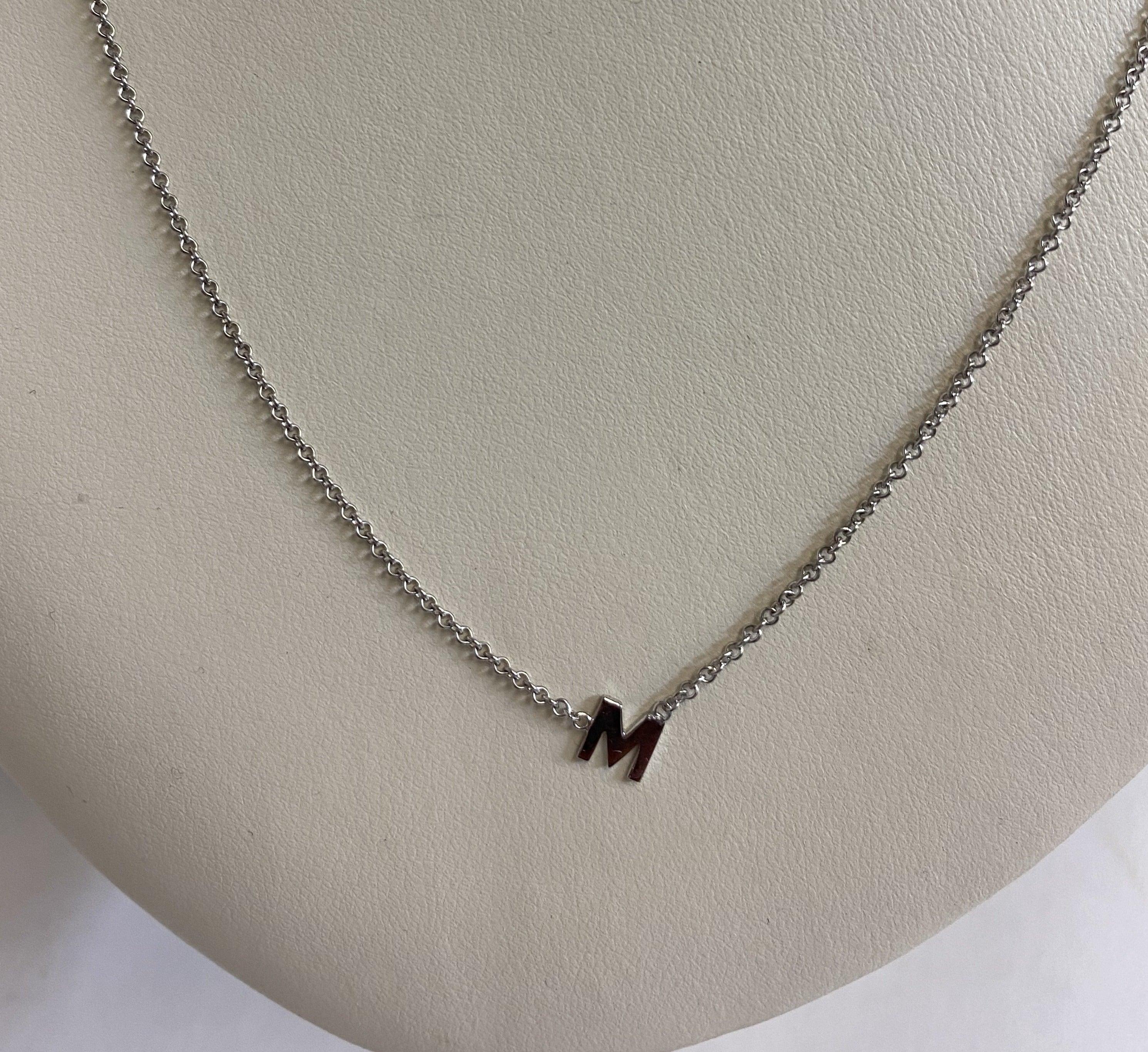 14k gold asymmetrical initial necklace - Thenetjeweler