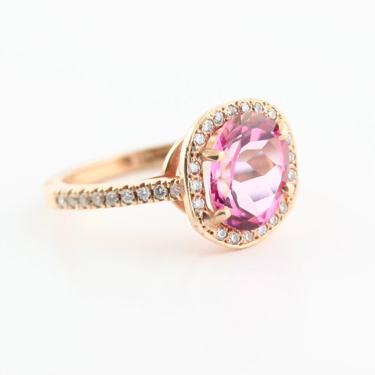 Pink Topaz and Diamond Ring Rose Gold - Thenetjeweler