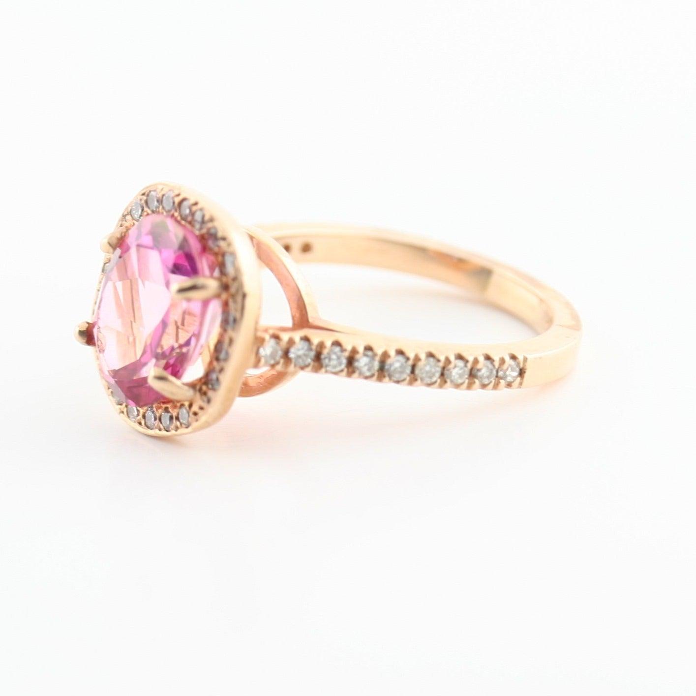 Pink Topaz and Diamond Ring Rose Gold - Thenetjeweler