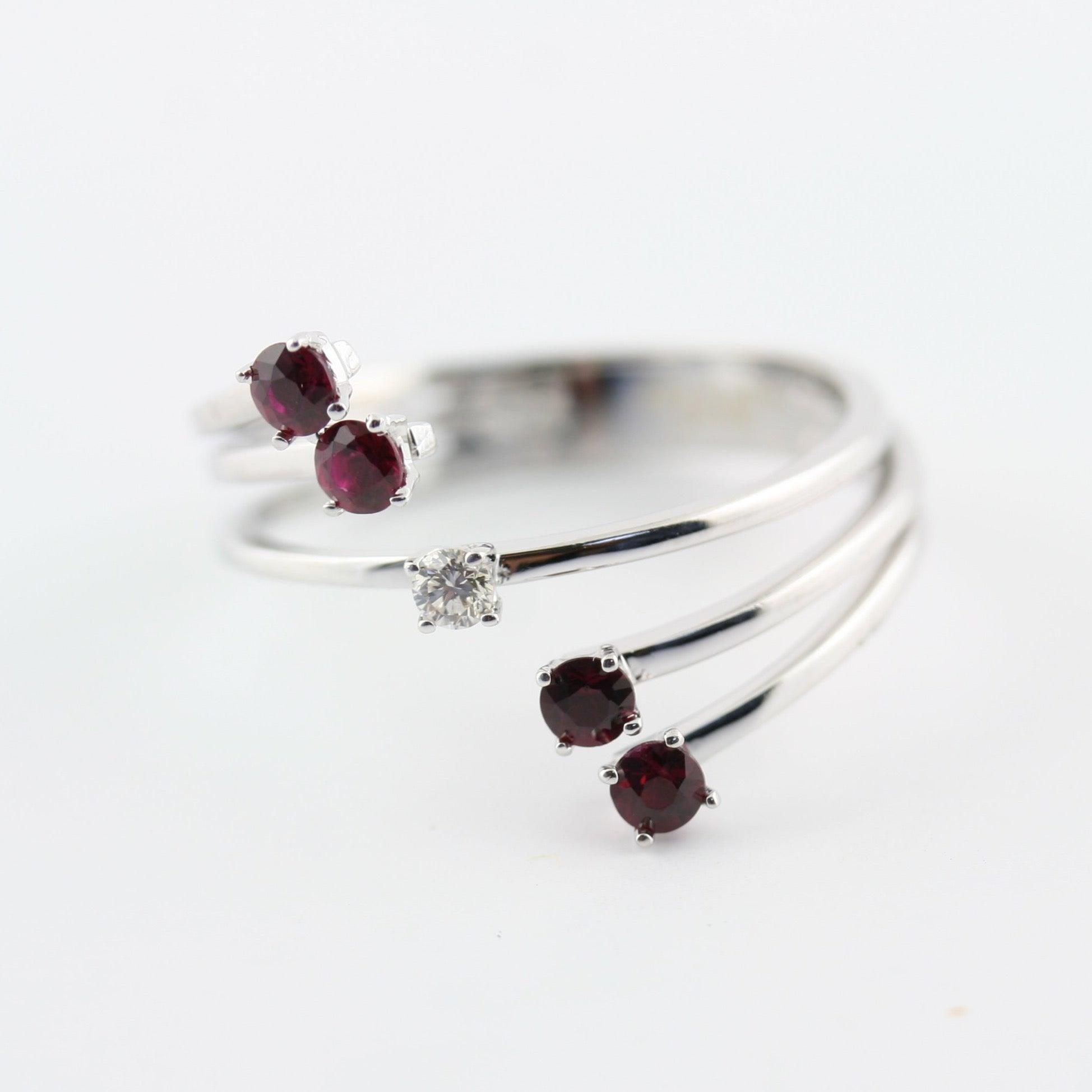 Ruby and Diamond Wrap Ring White Gold - Thenetjeweler