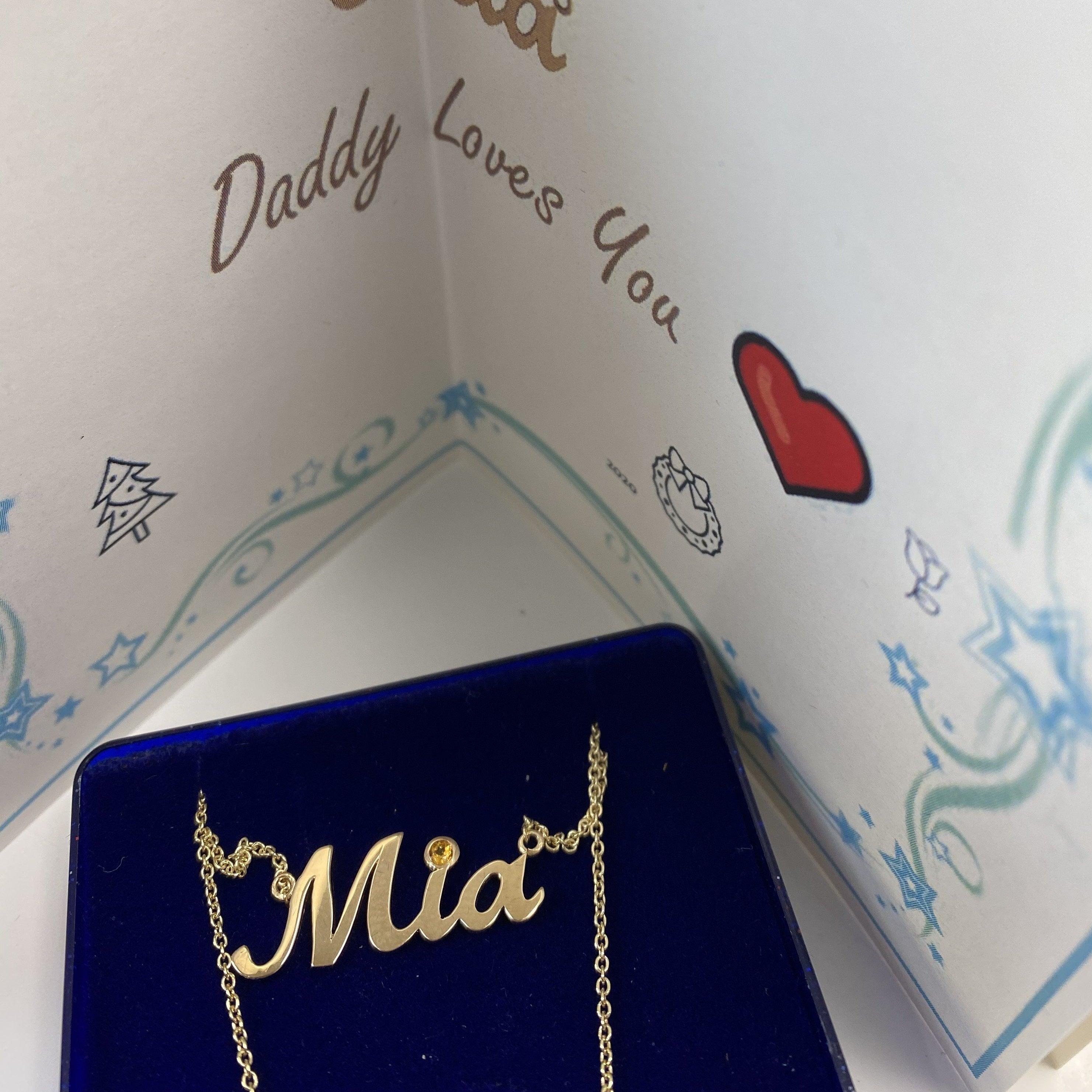Name Necklace Mia Citrine Accent Yellow Gold - Thenetjeweler
