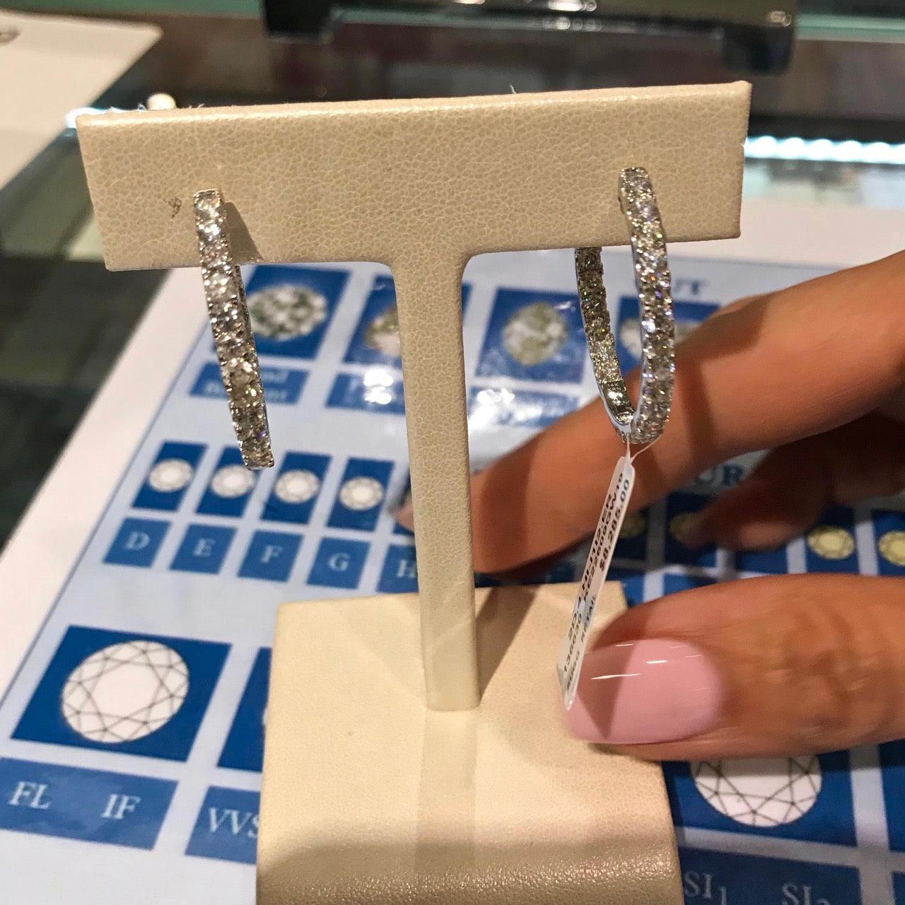 Inside Outside Diamond Hoop Earrings 18K Gold (4.40 ct. tw) - Thenetjeweler