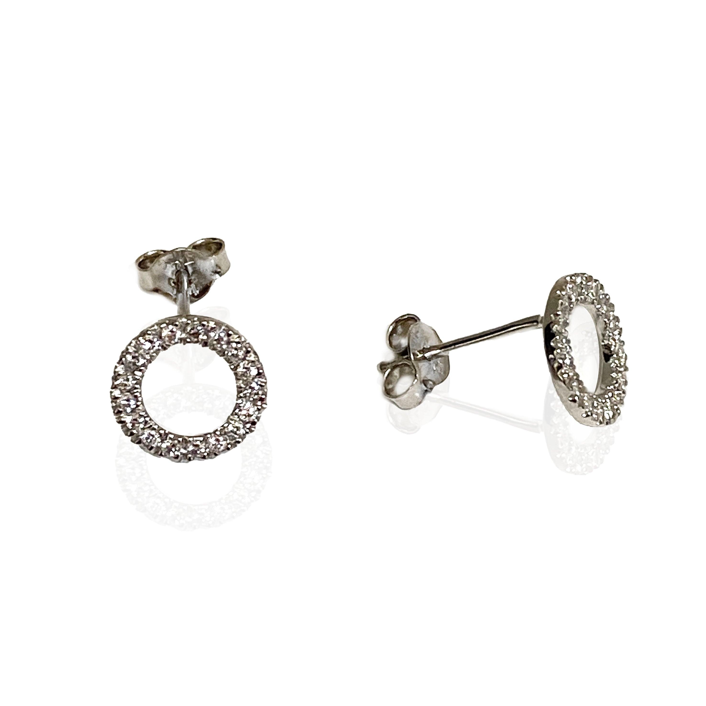 Diamond Open Circle Stud Earrings - Thenetjeweler