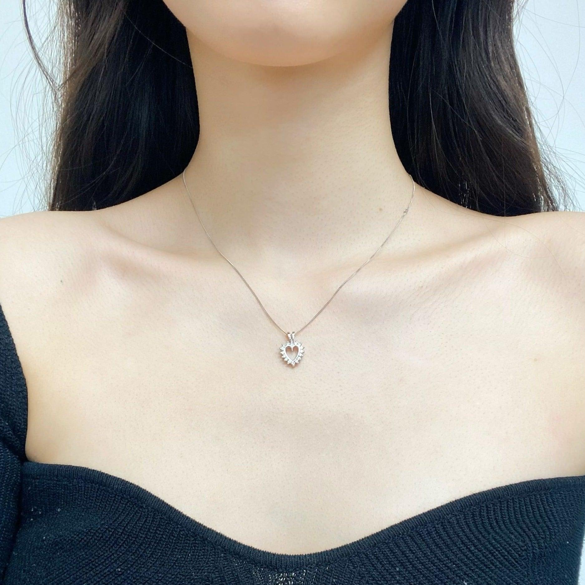 Open Heart Diamond Pendant - Thenetjeweler