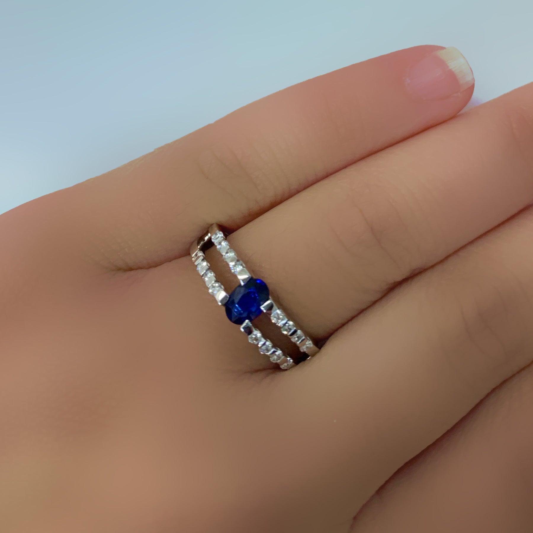 Sapphire Diamond Ring White gold - Thenetjeweler