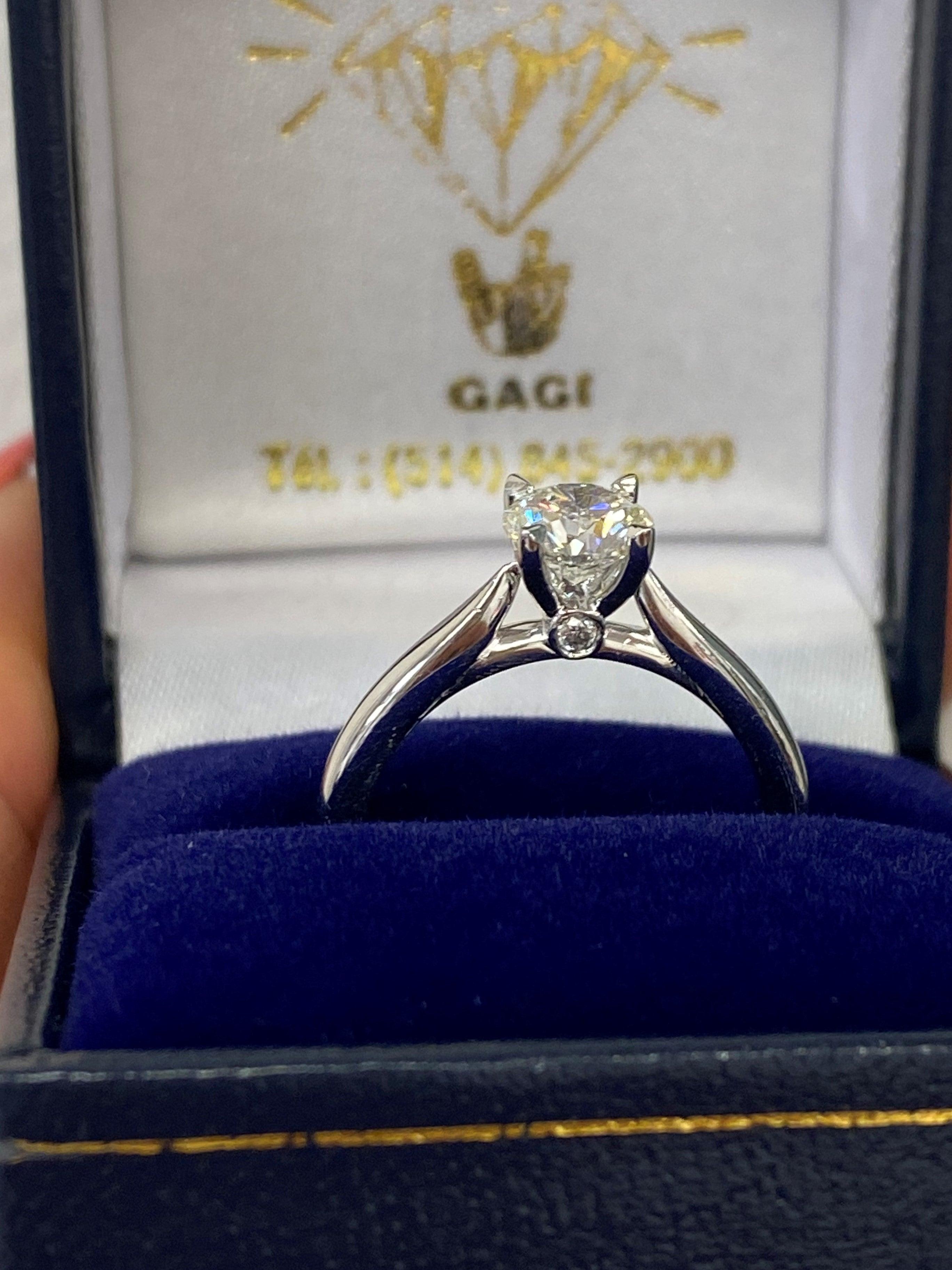 Diamond Solitaire Ring with Accents - Thenetjeweler