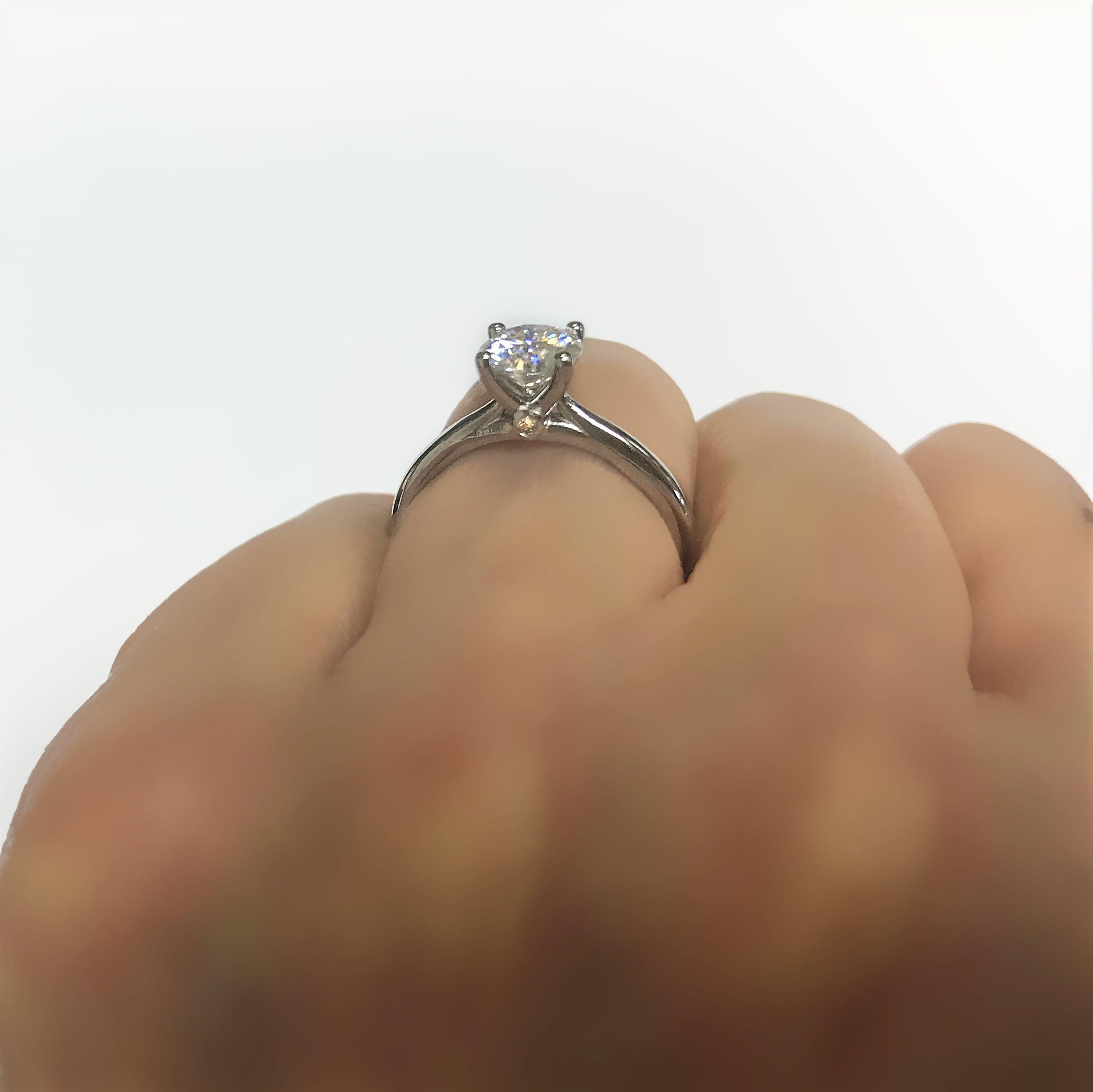 Solitaire Moissanite Ring with Accents - Thenetjeweler