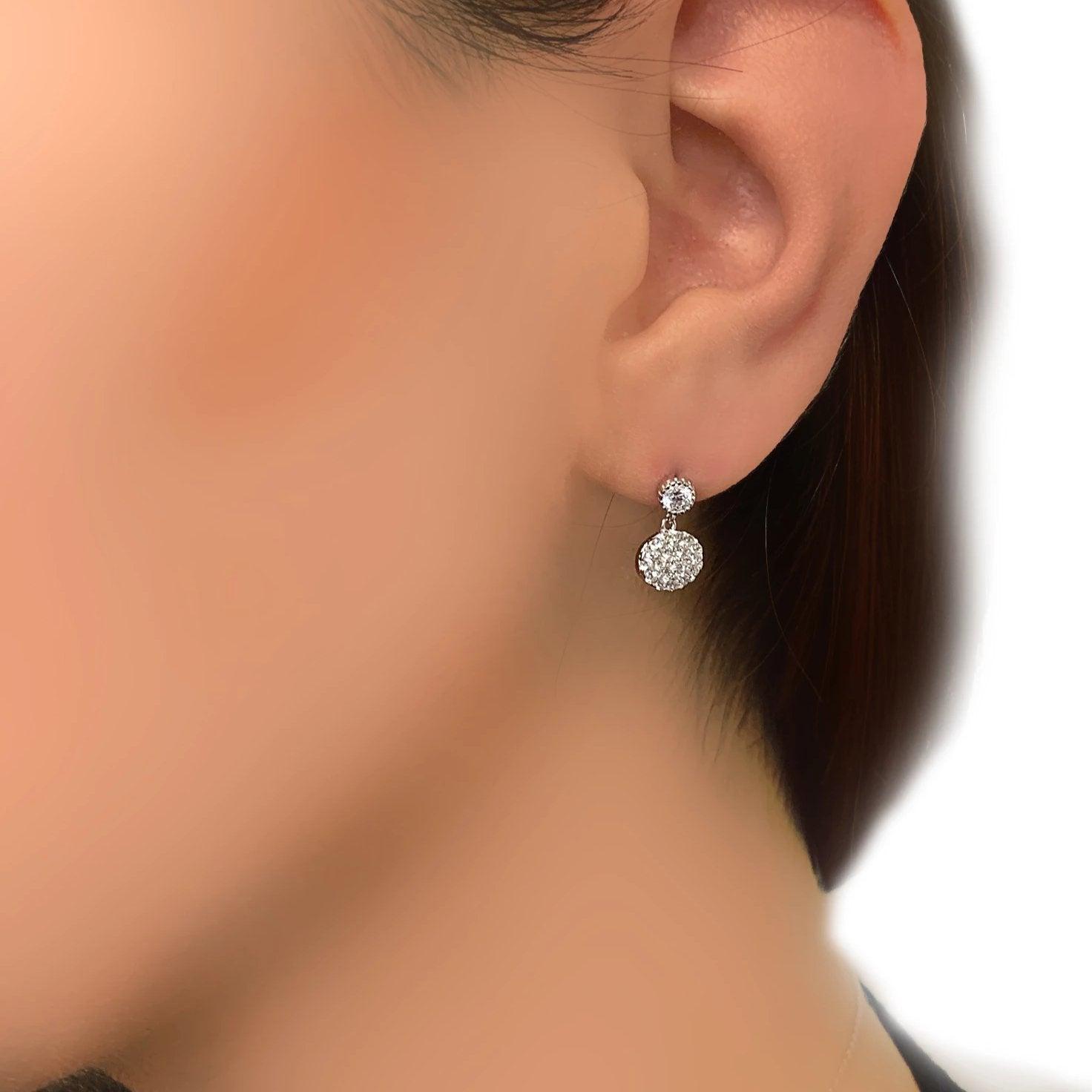 Round Drop Earrings Silver - Thenetjeweler