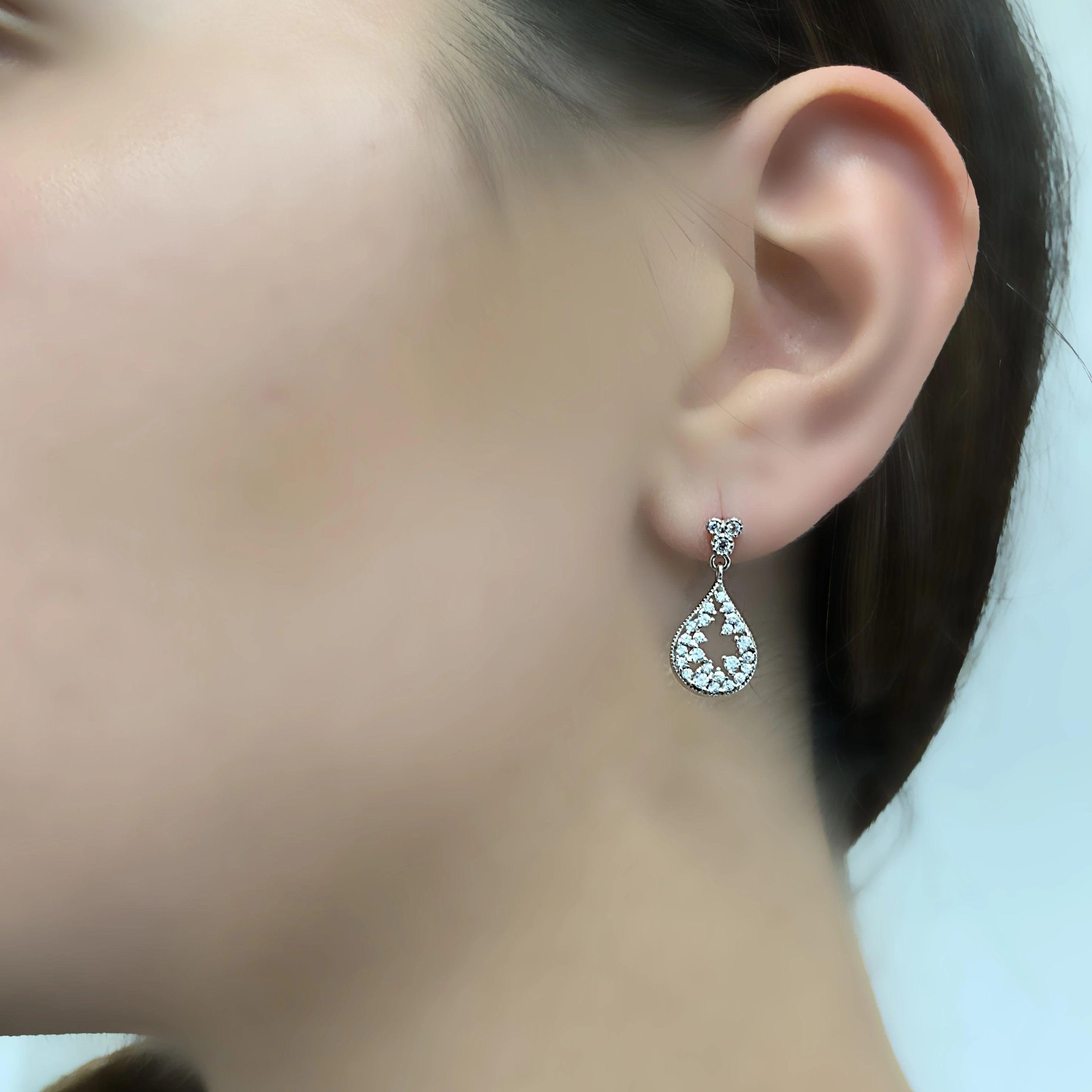 Open Teardrop Earrings Silver - Thenetjeweler