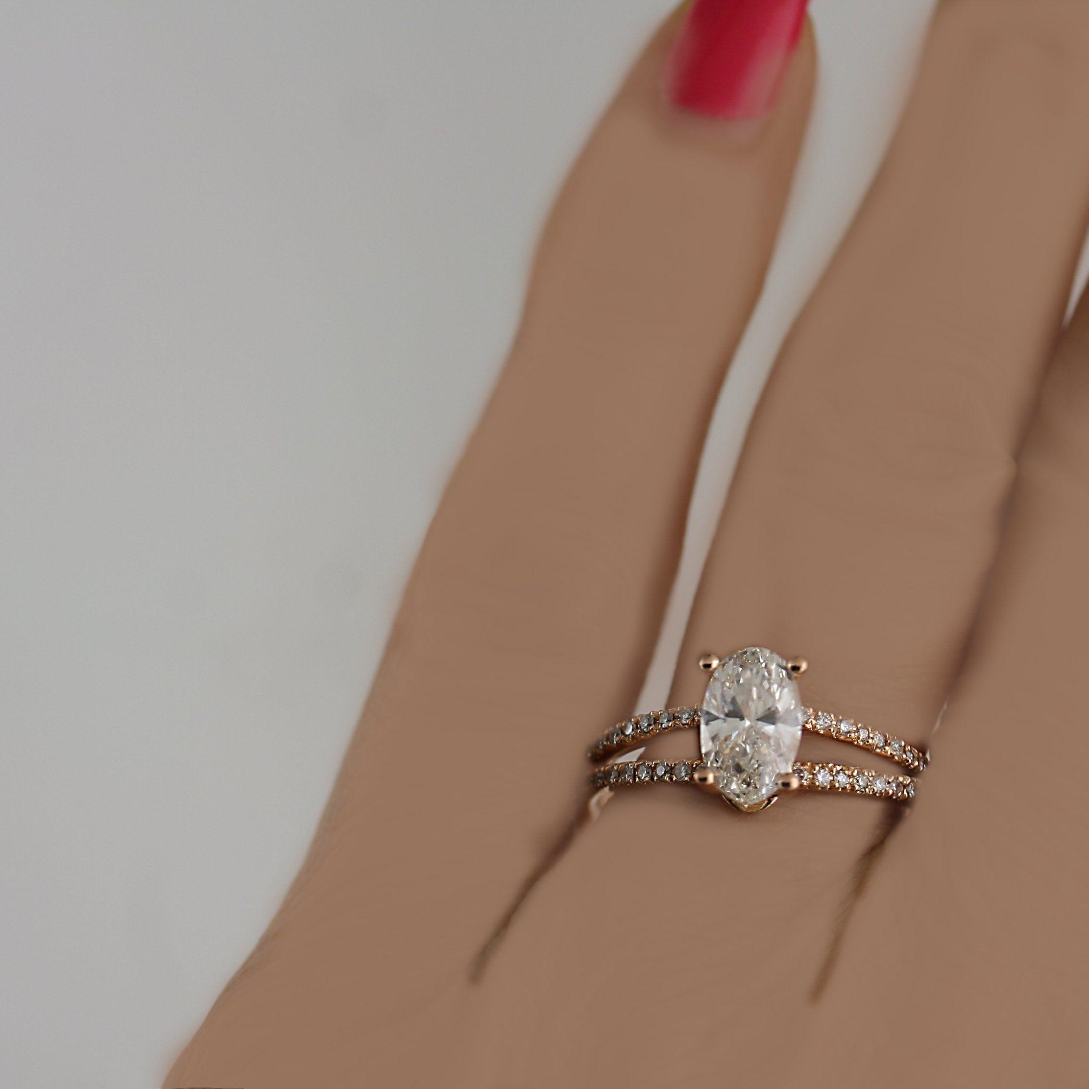 Oval Diamond Engagement Ring Rose Gold - Thenetjeweler