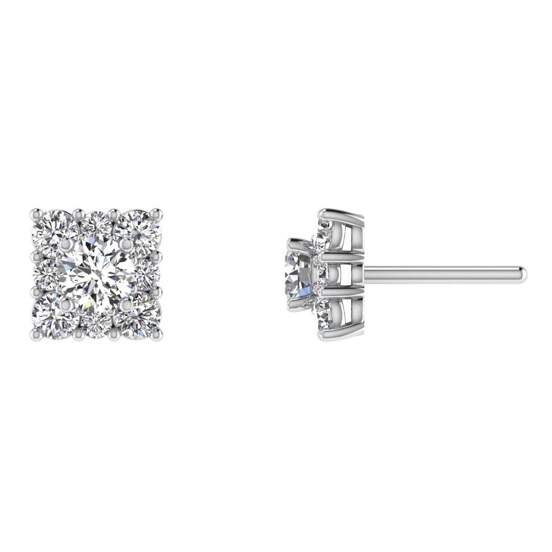 Diamond Square Stud Earrings 14K Gold - Thenetjeweler