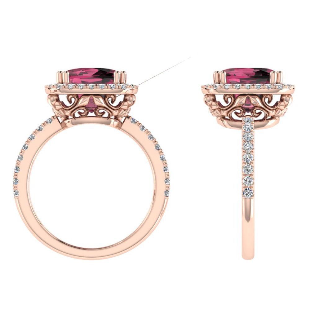 Cushion-cut Gemstone and Diamond Ring - Thenetjeweler