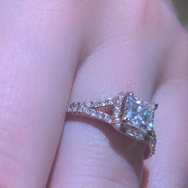 Princess Cut Diamond Halo Engagement Ring - Thenetjeweler