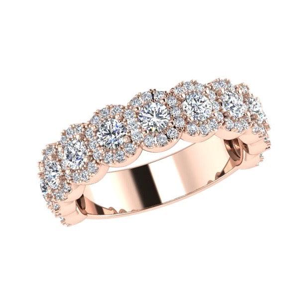 Halo Diamond Semi Eternity Ring 18K Gold - Thenetjeweler