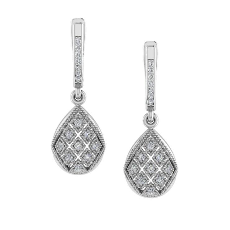 Diamond Drop Earrings White Gold 0.22 ctw - Thenetjeweler
