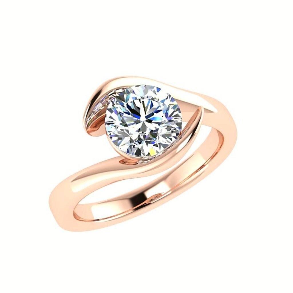 Twist Solitaire Diamond Engagement Ring 18K Gold - Thenetjeweler