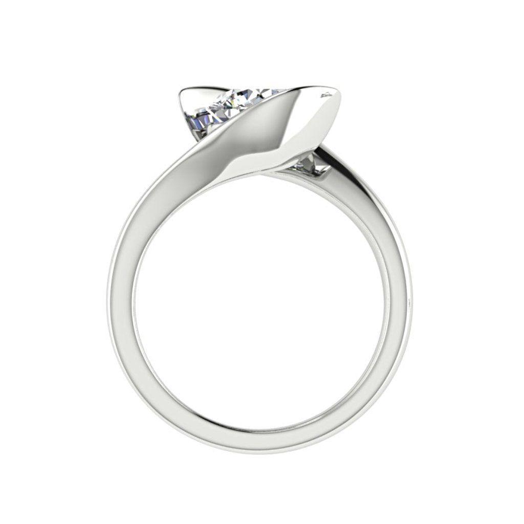 Twist Solitaire Diamond Engagement Ring 18K Gold - Thenetjeweler