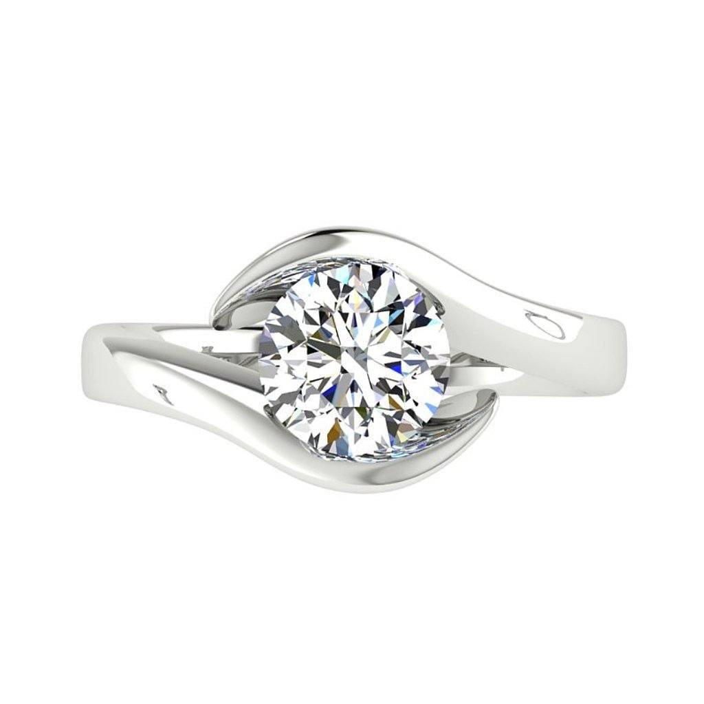 Twist Solitaire Diamond Engagement Ring 18K Gold - Thenetjeweler