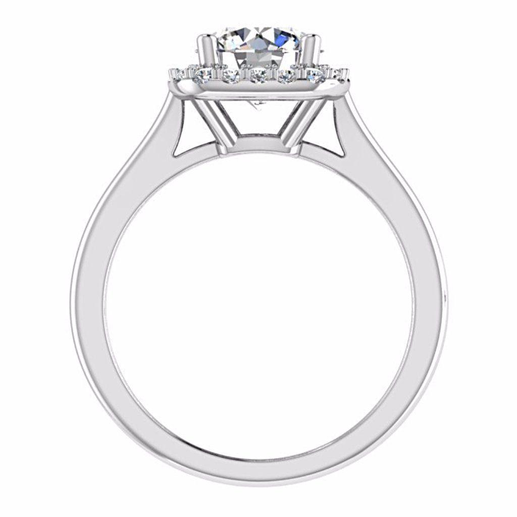 Round Diamond Cushion Halo Engagement Ring 18K Gold - Thenetjeweler