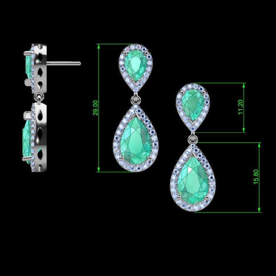 Pear Shaped Emerald Drop Earrings - Thenetjeweler