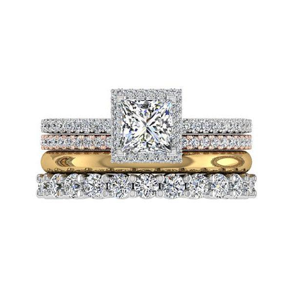 Stacked Wedding Bands with Engagement Ring - Thenetjeweler