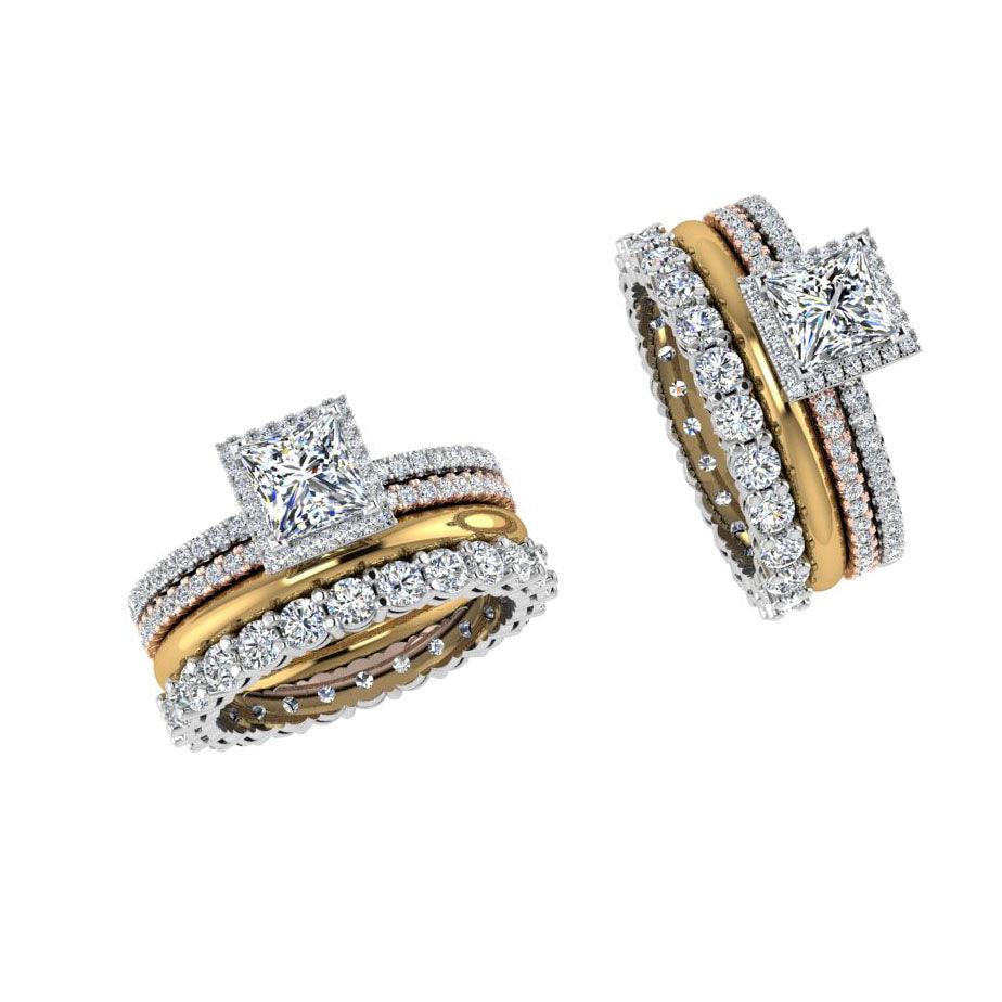 Stacked Wedding Bands with Engagement Ring - Thenetjeweler