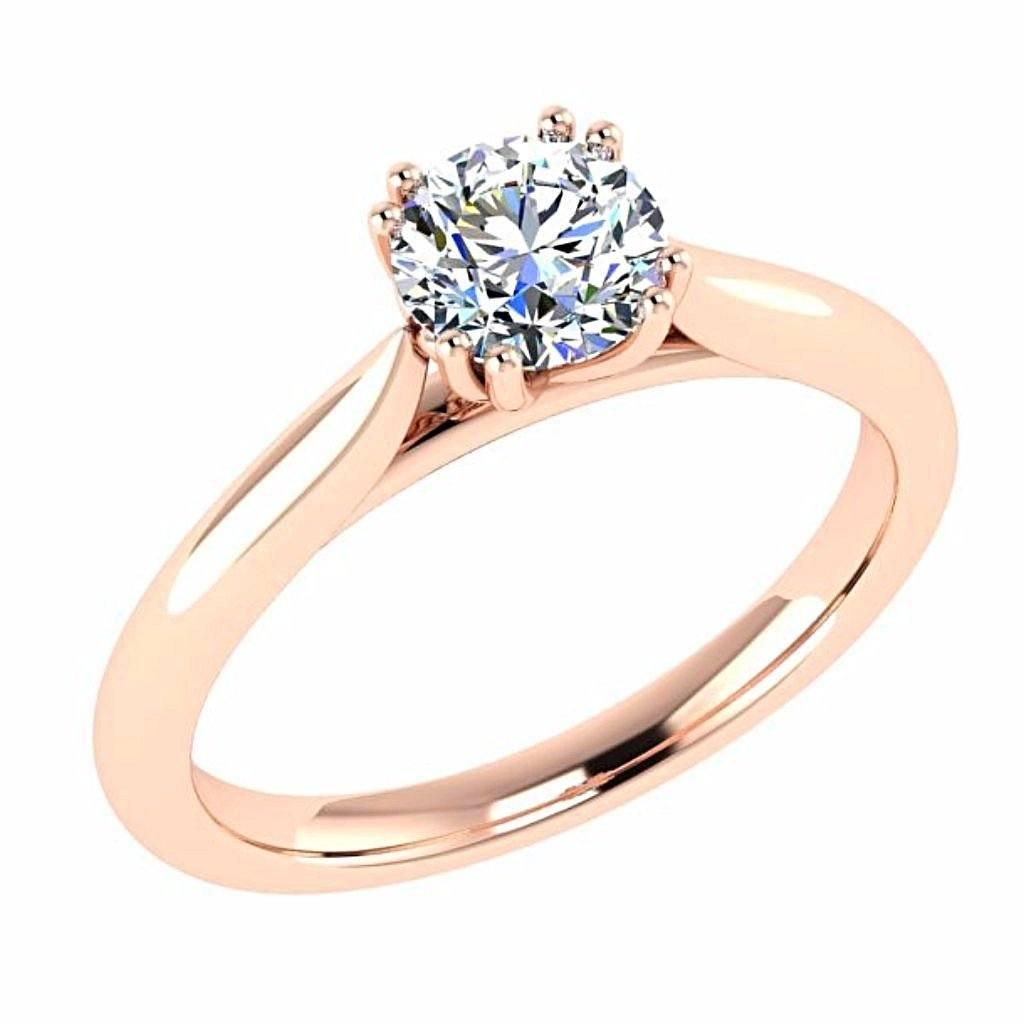 Round Solitaire Diamond Engagement Ring 18K Gold - Thenetjeweler