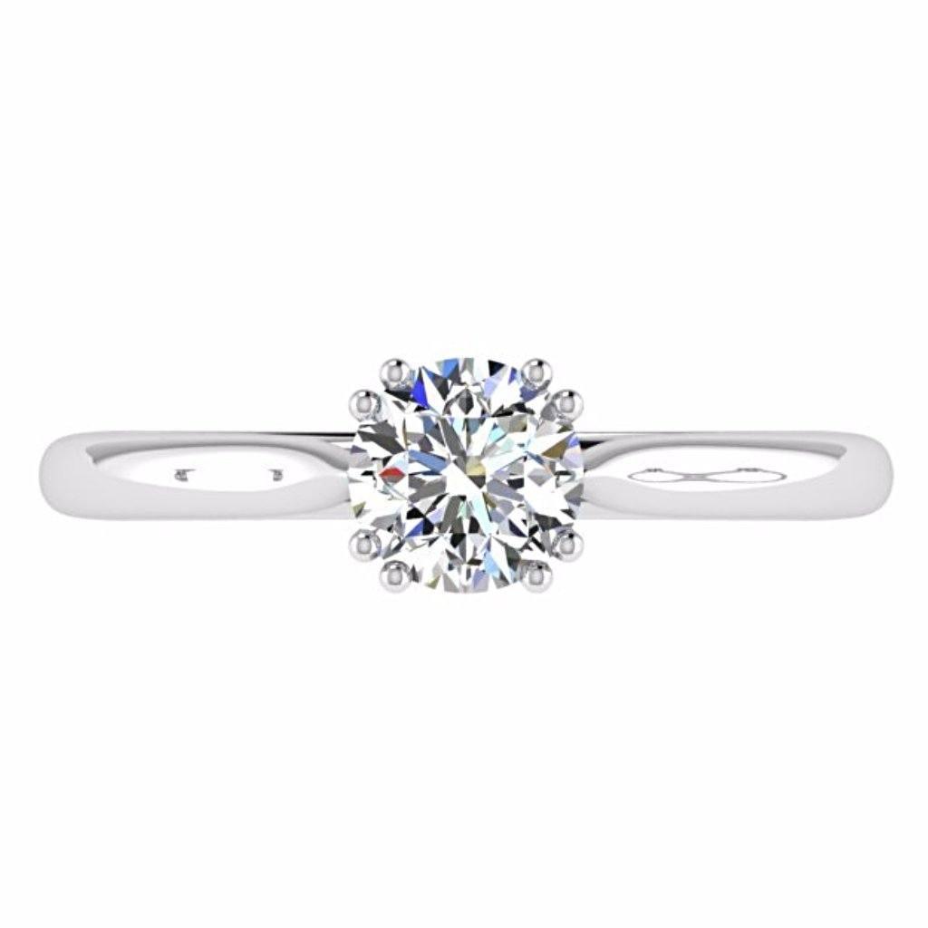 Round Solitaire Diamond Engagement Ring 18K Gold - Thenetjeweler