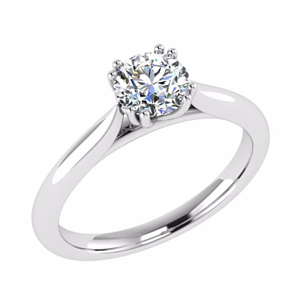 Round Solitaire Diamond Engagement Ring 18K Gold - Thenetjeweler