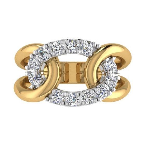 Two Tone Looped Design Ring 14K Gold - Thenetjeweler