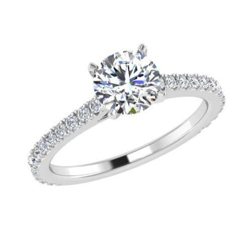 Round Diamond Side Stone Engagement Ring 18K Gold (0.33 ct. tw) - Thenetjeweler