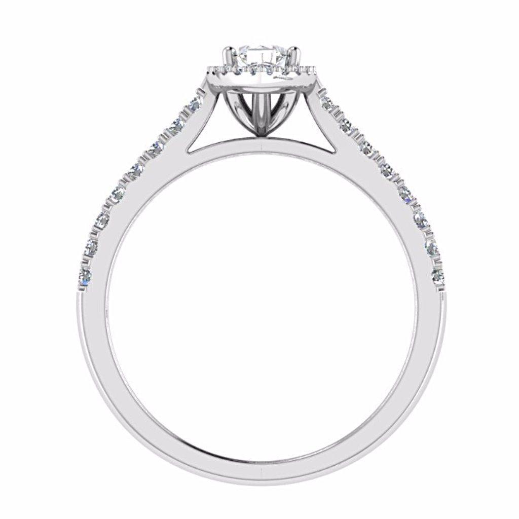 Marquise Diamond Halo Side Stone Engagement Ring 18K Gold Setting - Thenetjeweler