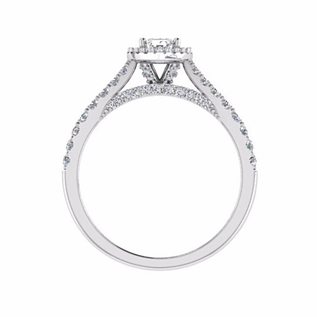 Marquise Halo Diamond Split Shank Engagement Ring 18K Gold - Thenetjeweler
