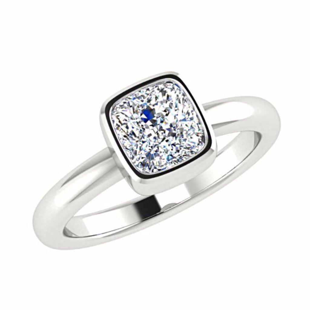 Cushion Shape Solitaire Diamond Engagement Ring Setting 18K Gold - Thenetjeweler
