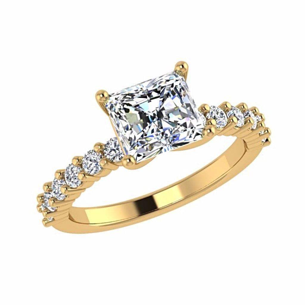 Princess Diamond Engagement Ring with Side Stones 18K Gold - Thenetjeweler