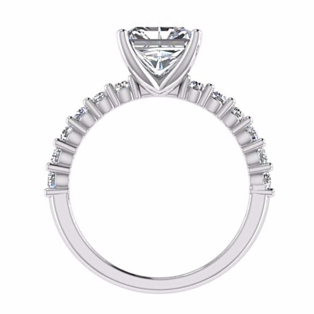 Princess Diamond Engagement Ring with Side Stones 18K Gold - Thenetjeweler