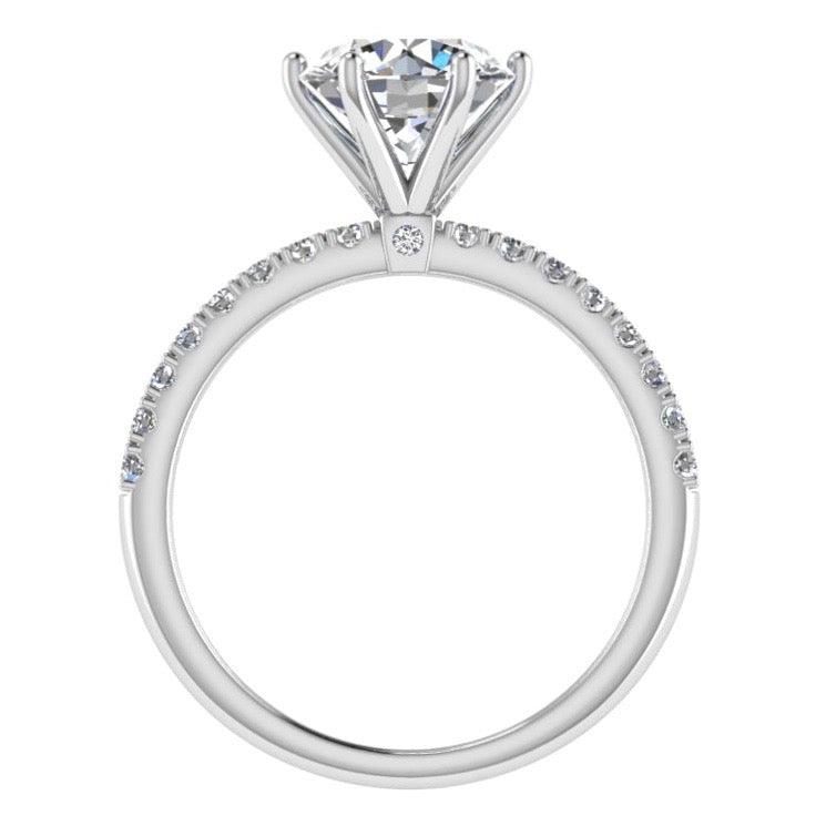 Round Diamond Side Stone Engagement and Eternity Ring Set 18K Gold - Thenetjeweler