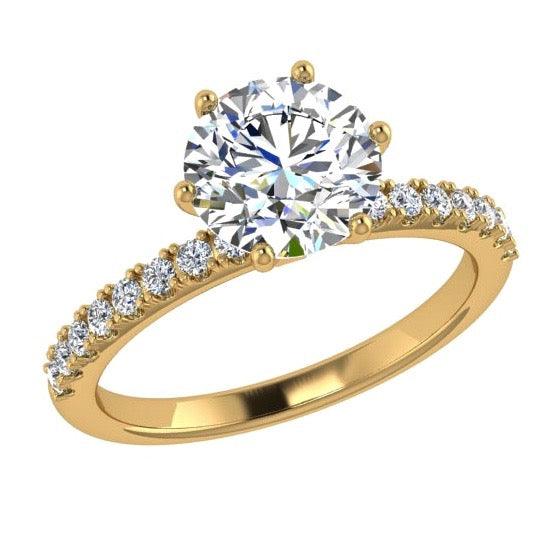 Round Diamond Side Stone Engagement and Eternity Ring Set 18K Gold - Thenetjeweler