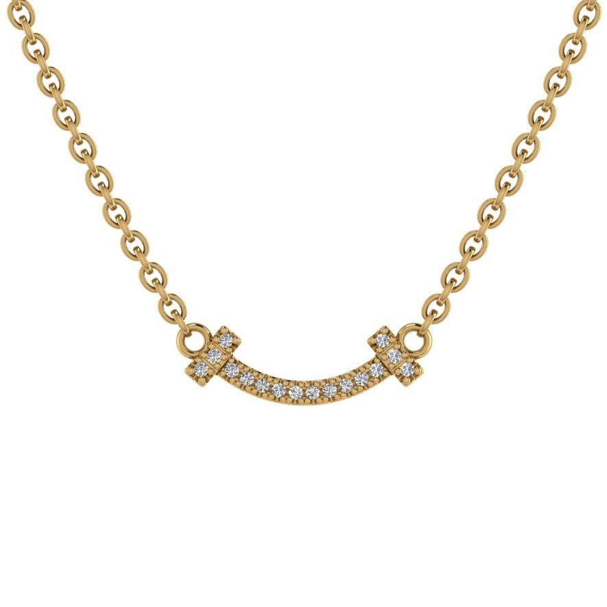 Smile Bar Diamond Necklace 14K Gold - Thenetjeweler
