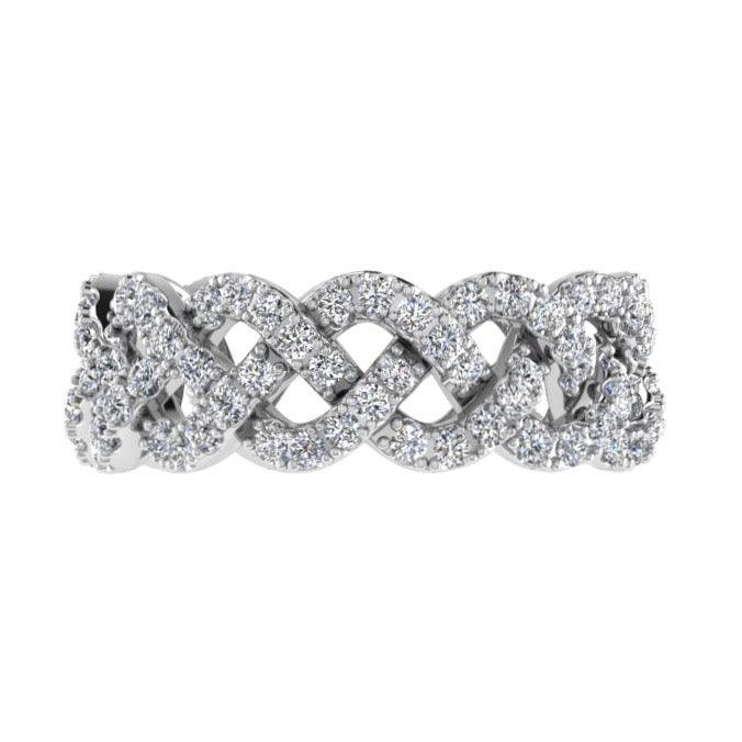 Pave Diamond Twist Eternity Ring Band 18K Gold (1.20 ct. tw.) - Thenetjeweler