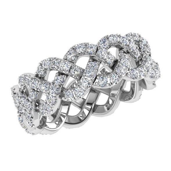 Pave Diamond Twist Eternity Ring Band 18K Gold (1.20 ct. tw.) - Thenetjeweler
