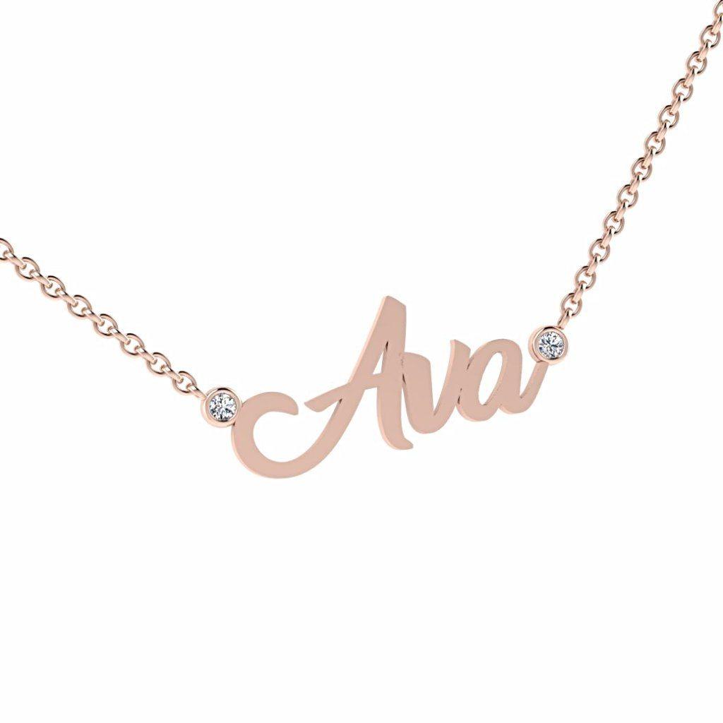 Personalized Name Necklace with Diamonds Ava 14K Gold - Thenetjeweler