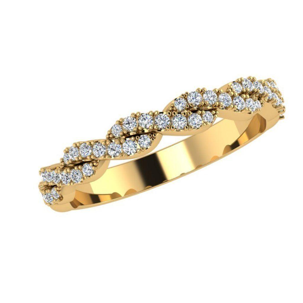 Twist Diamond Semi Eternity Wedding Band 14k 18K Gold (0.26CT) - Thenetjeweler