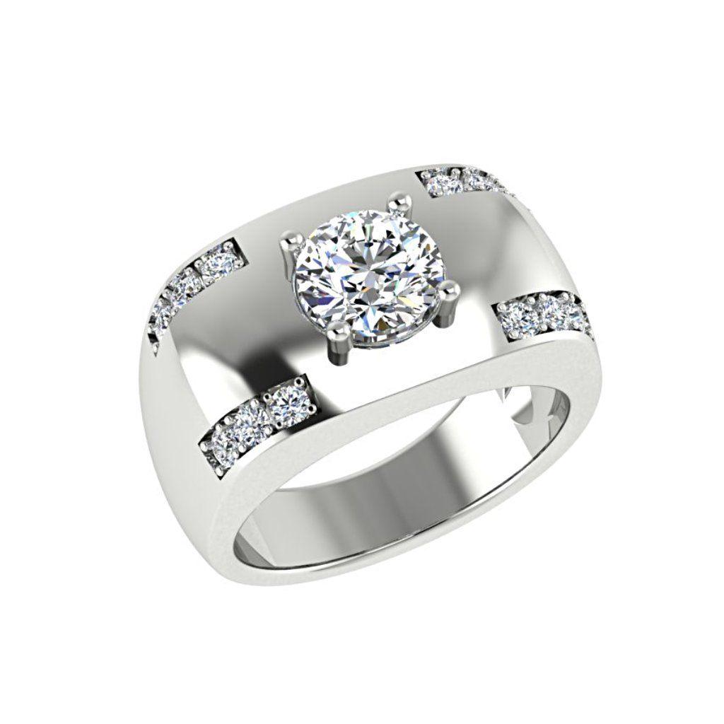 Two Tone Wide Diamond Ring 14K Yellow and White Gold - Thenetjeweler