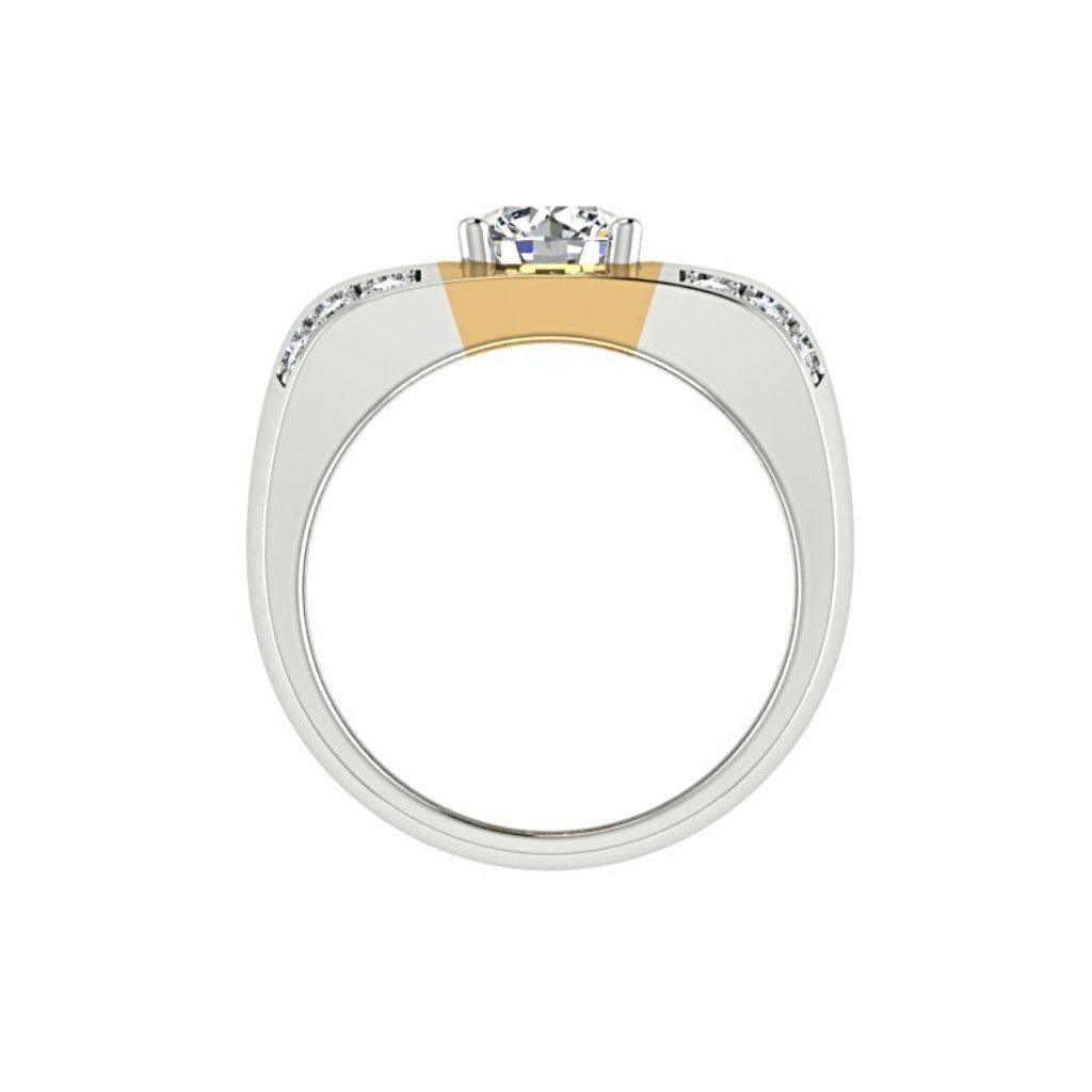 Two Tone Wide Diamond Ring 14K Yellow and White Gold - Thenetjeweler