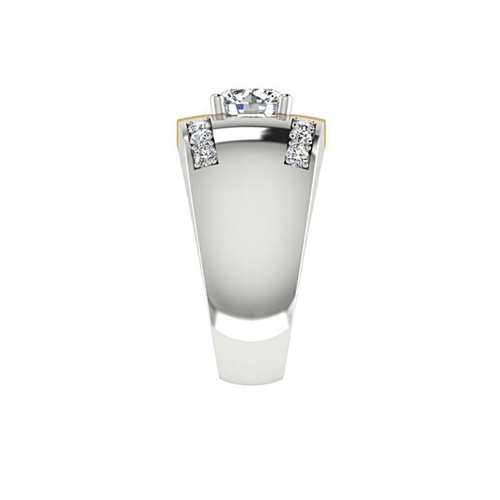 Two Tone Wide Diamond Ring 14K Yellow and White Gold - Thenetjeweler