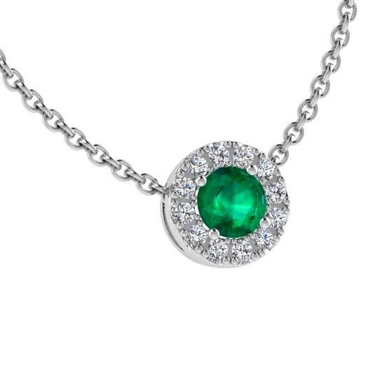 Emerald Halo Diamond Necklace 14K Gold - Thenetjeweler